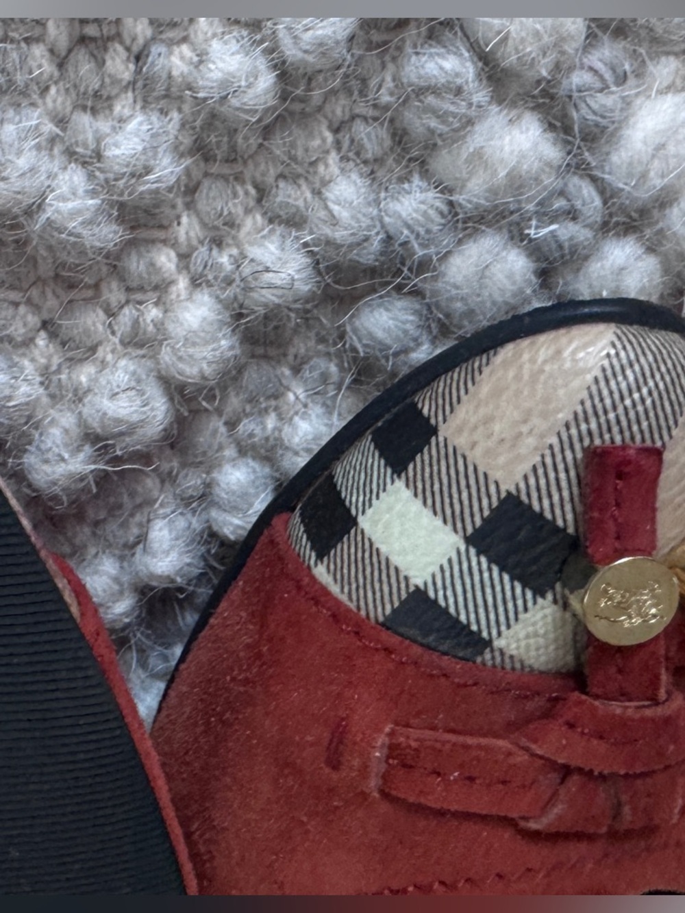 Burberry Suede Ballet Flats with Check Toe - Picture 11 of 12